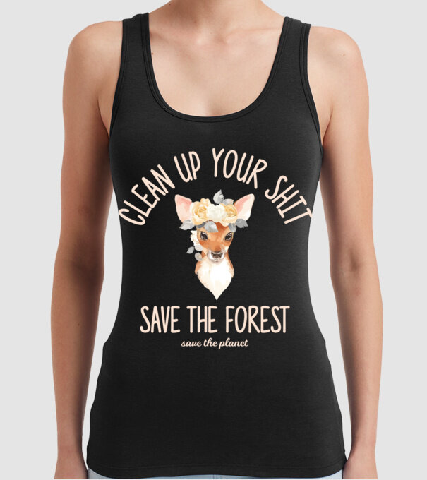 Clean up your shit model negru pe tricou