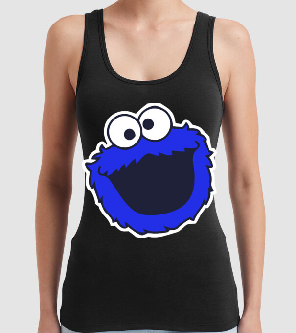 Cookie Monster Face model negru pe tricou