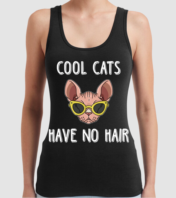 cool cats have no hair model negru pe tricou