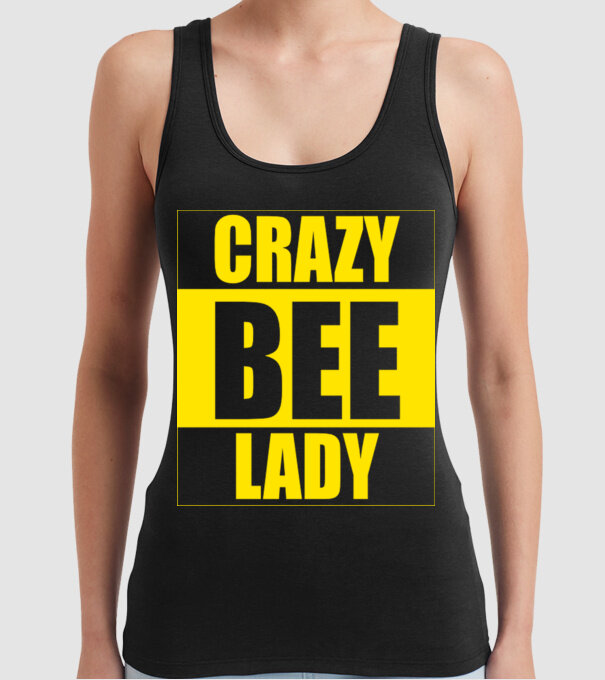 Crazy bee lady model negru pe tricou