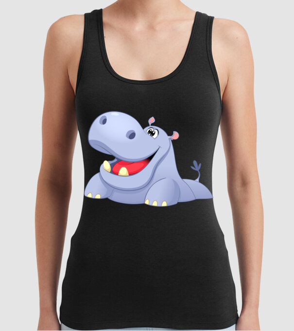 Cute Hippo model negru pe tricou