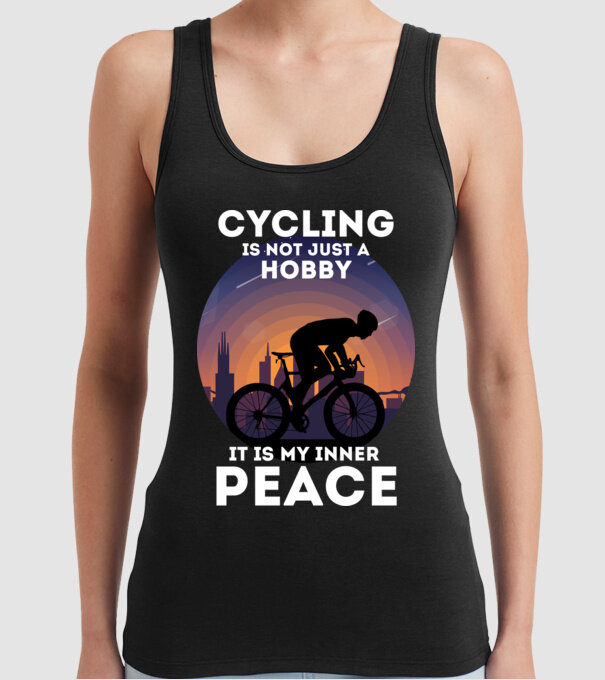cycling is not just a hobby model negru pe tricou