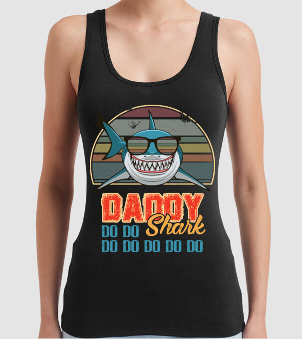 Daddy shark v2 model negru pe tricou