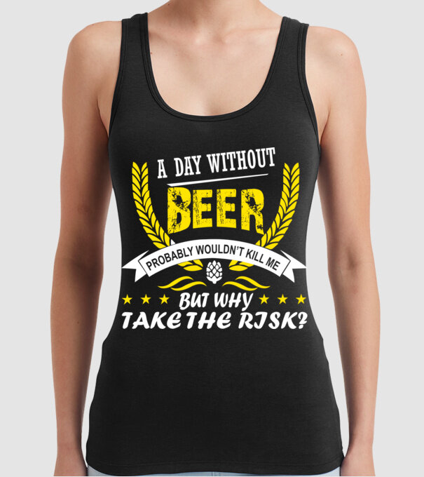 Day without beer model negru pe tricou