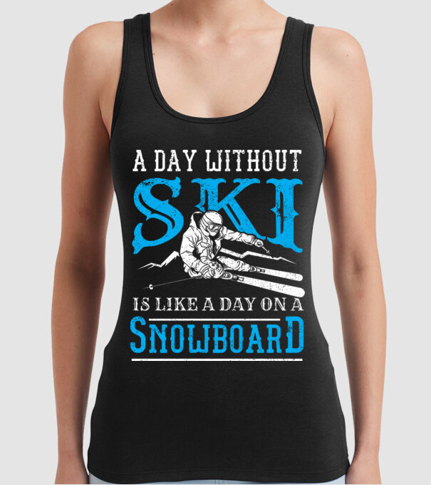 Day without SKI model negru pe tricou