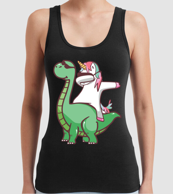 Dinozaur dabunicorn model negru pe tricou