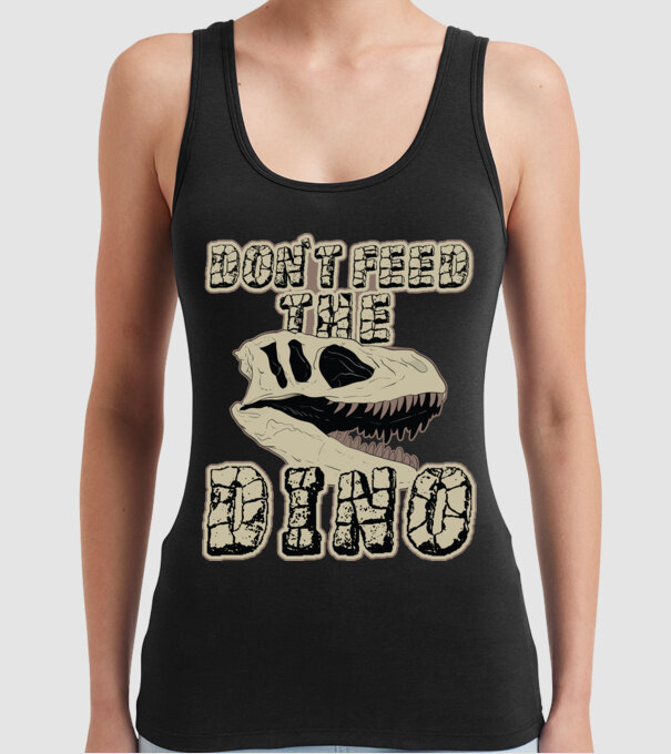 Dont feed the dino model negru pe tricou
