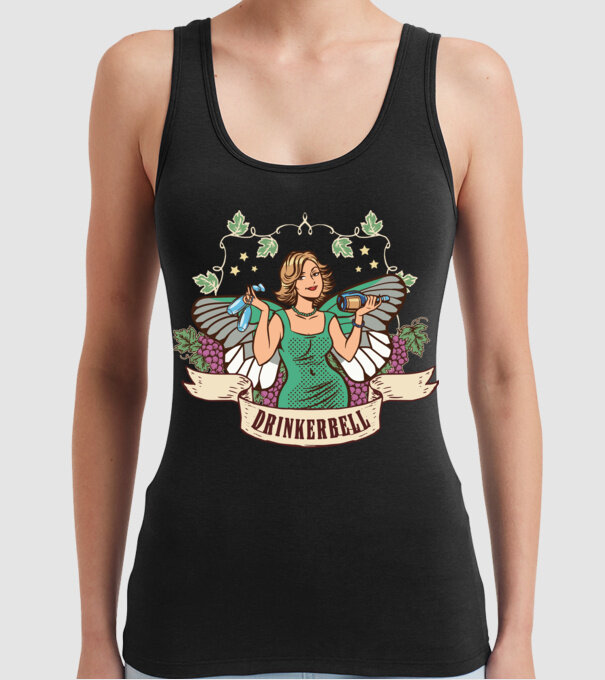 Drinkerbell model negru pe tricou