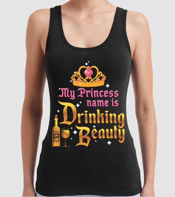 Drinking beauty model negru pe tricou