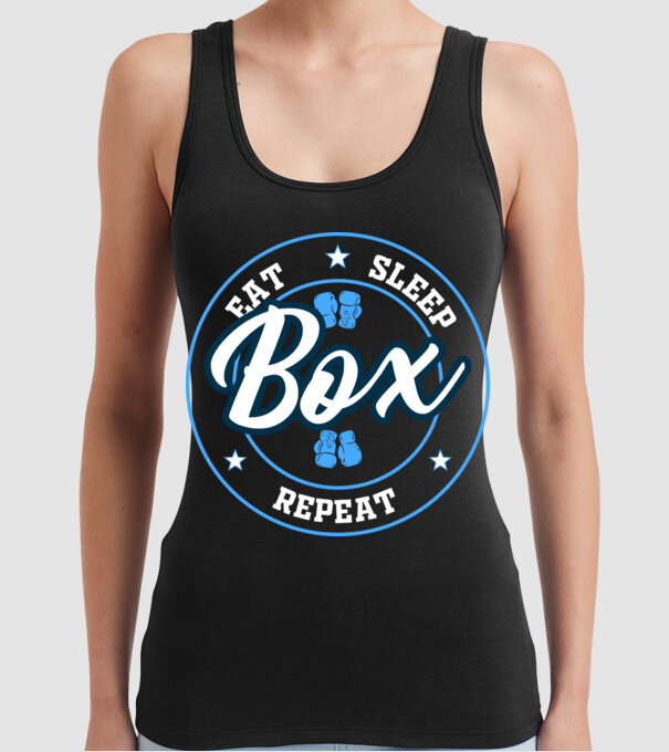 eat sleep box repeat model negru pe tricou