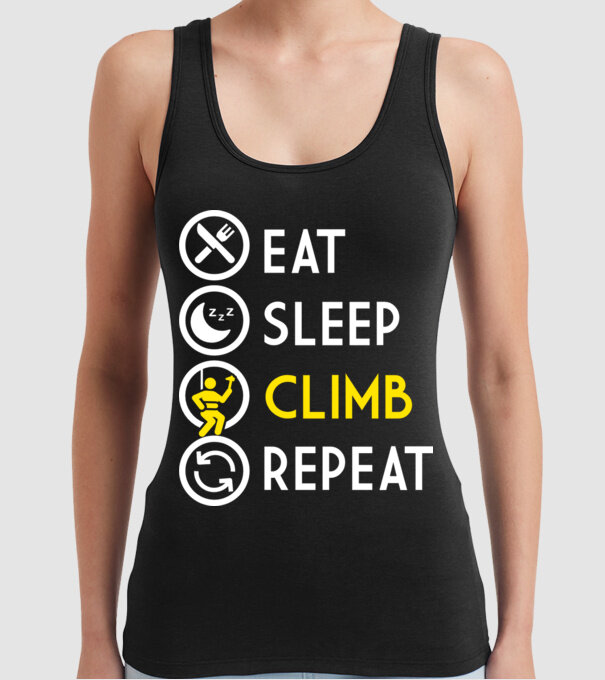 Eat sleep climb model negru pe tricou