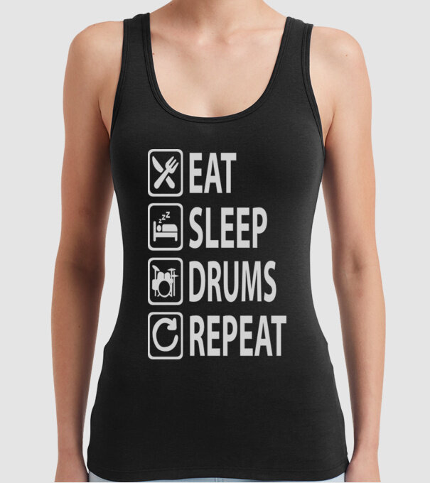 Eat Sleep Drum Repeat model negru pe tricou