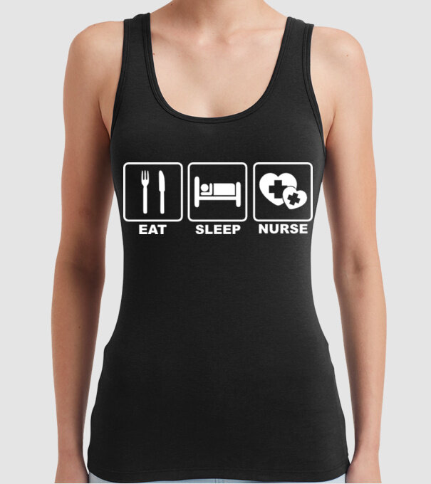 Eat Sleep Nurse model negru pe tricou