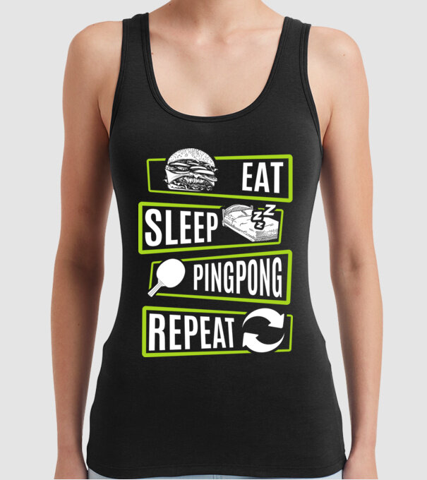 Eat sleep PING PONG repeat model negru pe tricou