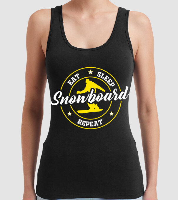 eat sleep snowboard model negru pe tricou