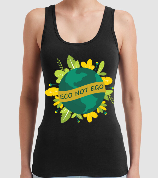 ECO NOT EGO model negru pe tricou