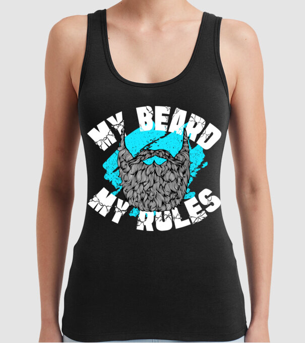 Barba mea, regulile mele (engleză) model negru pe tricou