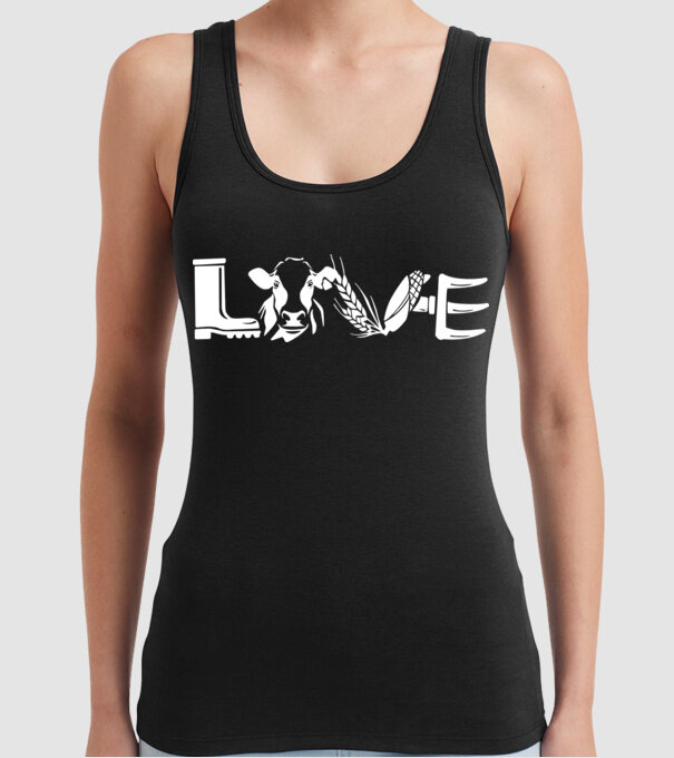Farm love Cu tractor model negru pe tricou