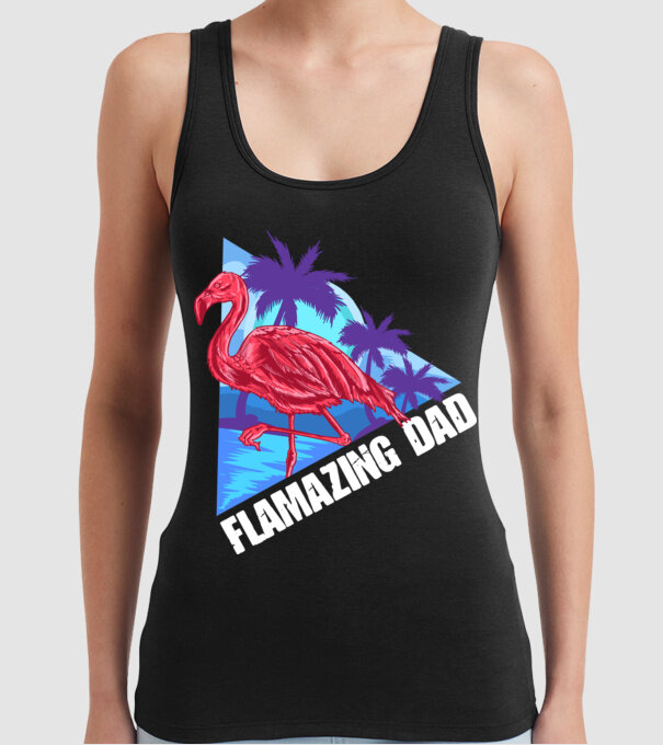 Flamingo dad model negru pe tricou