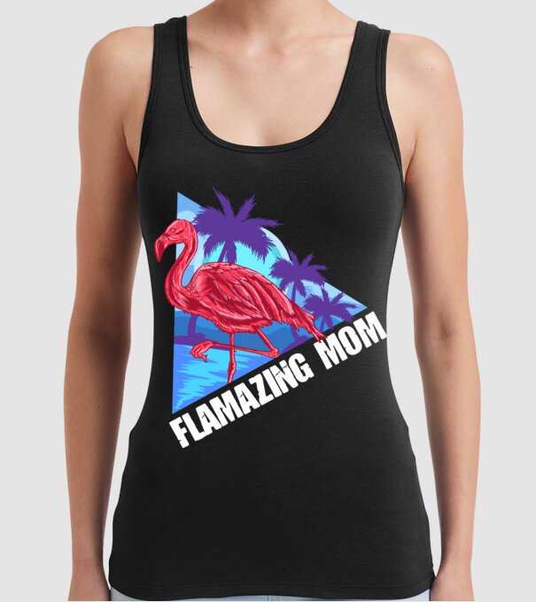 Flamingo mom model negru pe tricou