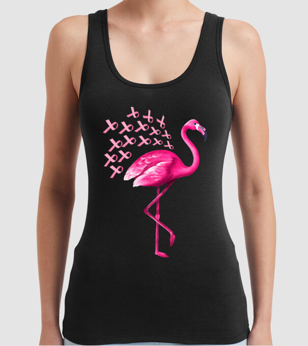 Flamingo pink model negru pe tricou