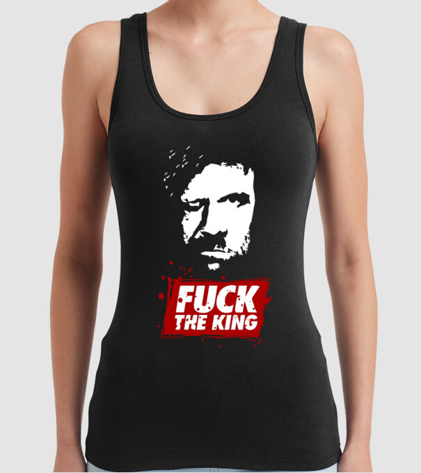 Fuck the king model negru pe tricou