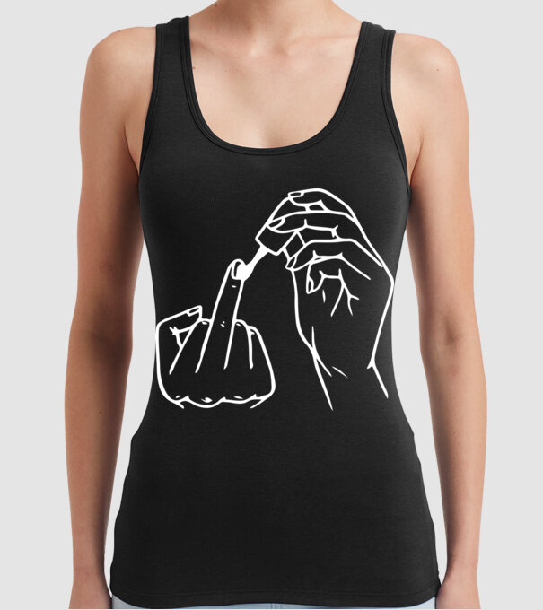 Nail polish Fuck U model negru pe tricou
