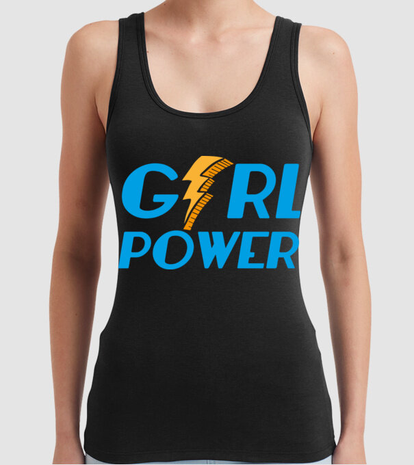 GirlPower model negru pe tricou
