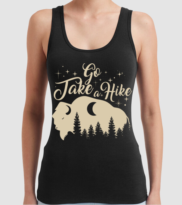 Go take a hike buffalo model negru pe tricou