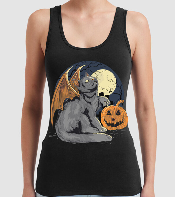 Halloween cica model negru pe tricou