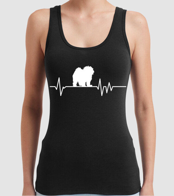 Heartbeat silueta Bolognese model negru pe tricou