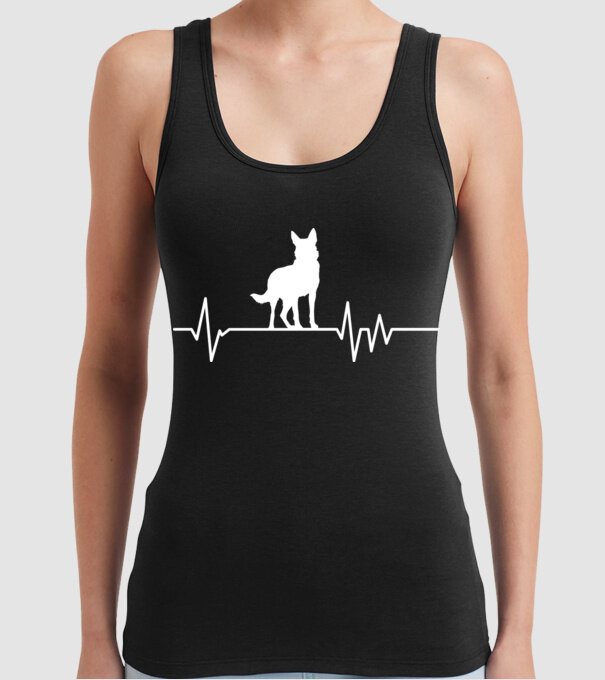 Heartbeat siluetă Ciobănesc german model negru pe tricou