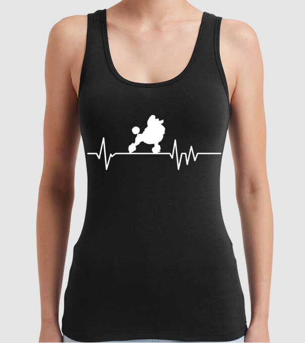 Heartbeat silueta Pudel model negru pe tricou