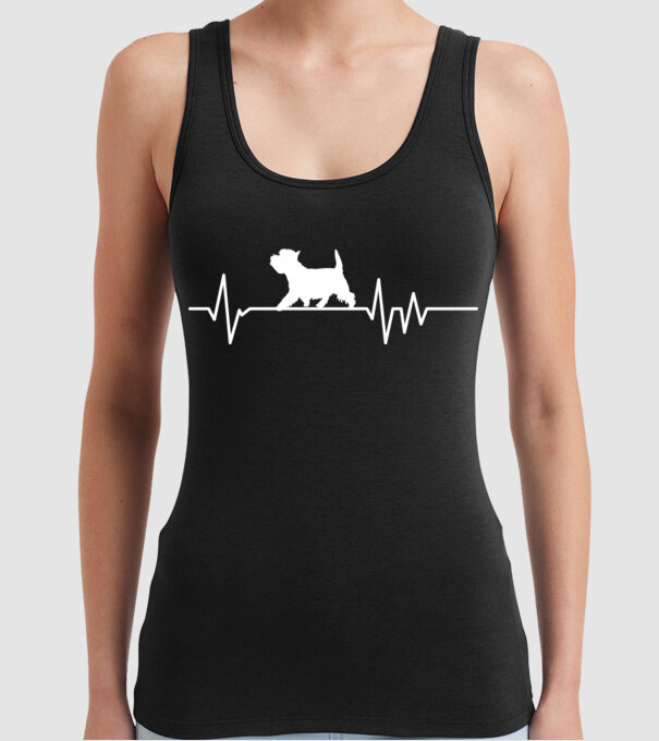 Heartbeat silueta Westie model negru pe tricou