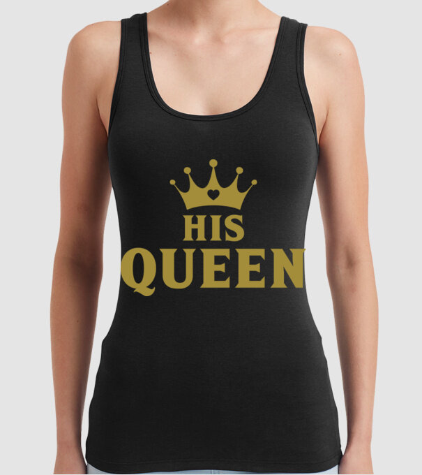 His Queen model negru pe tricou