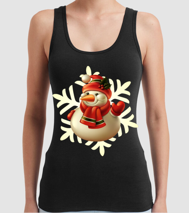 Om de zăpadă Moș Crăciun model negru pe tricou
