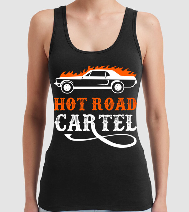 Hot road cartel model negru pe tricou