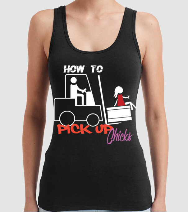 How to Pick up Chicks model negru pe tricou