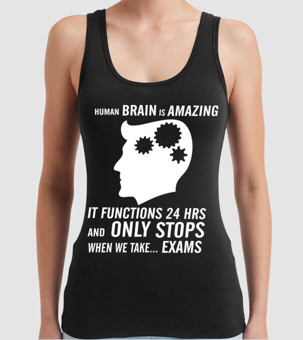 Human brain is amazing model negru pe tricou