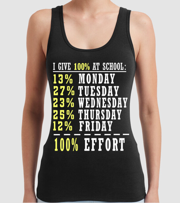 I give 100% at school model negru pe tricou