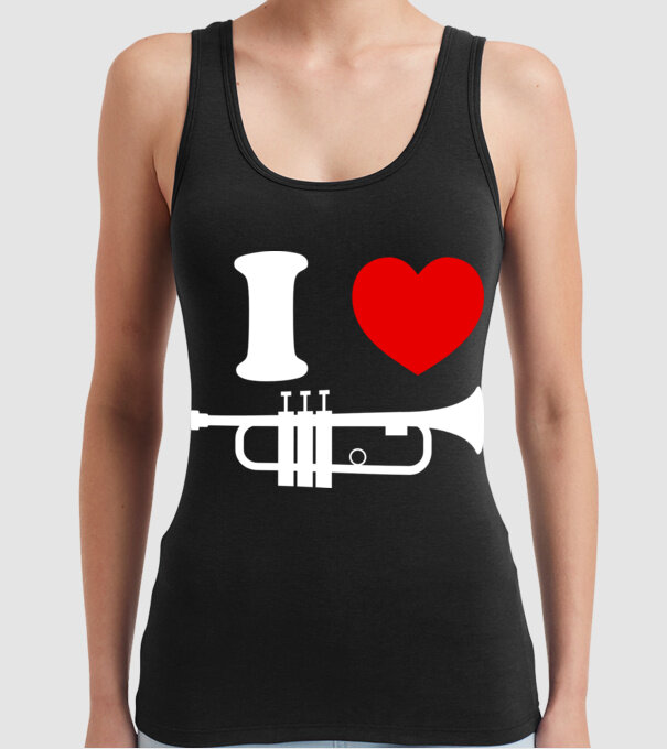 I heart trumpet model negru pe tricou