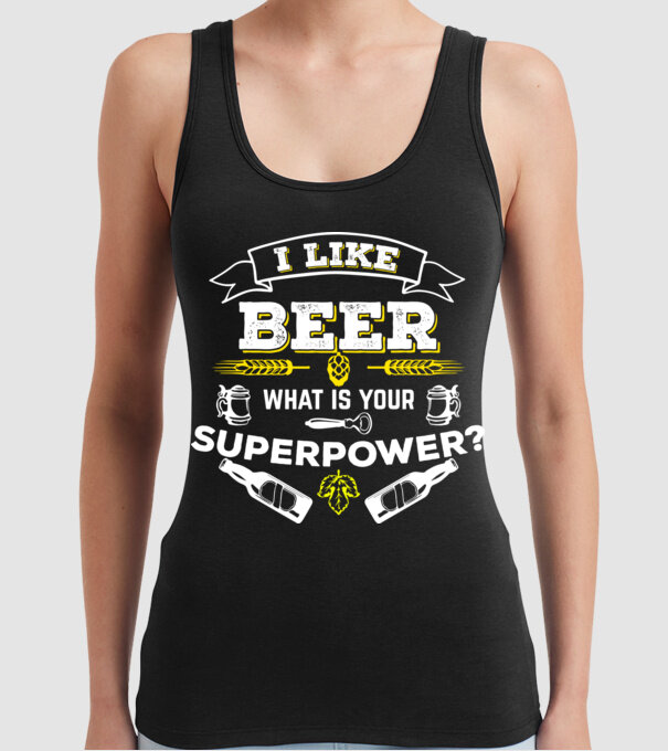 i like beer model negru pe tricou