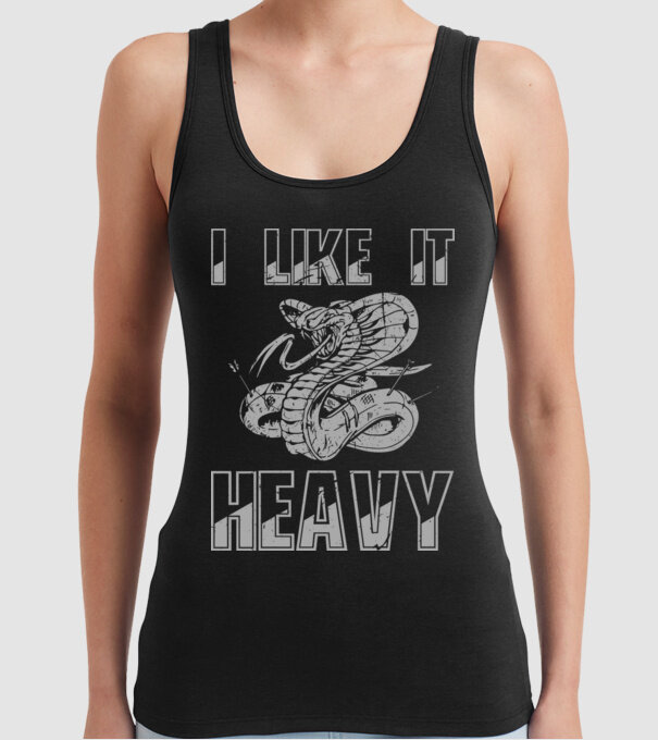 I like it heavy model negru pe tricou