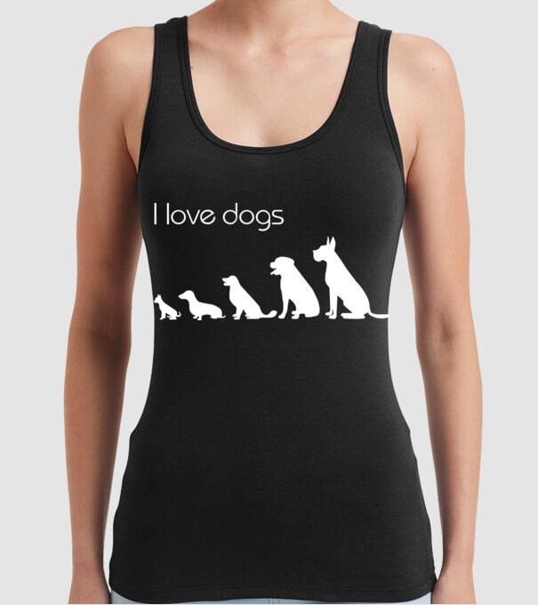 I love dogs model negru pe tricou