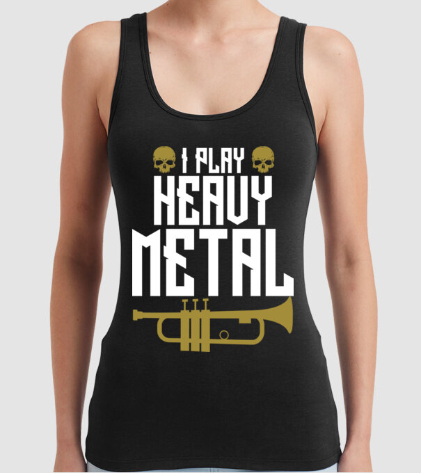 I play heavy metal trumpet model negru pe tricou