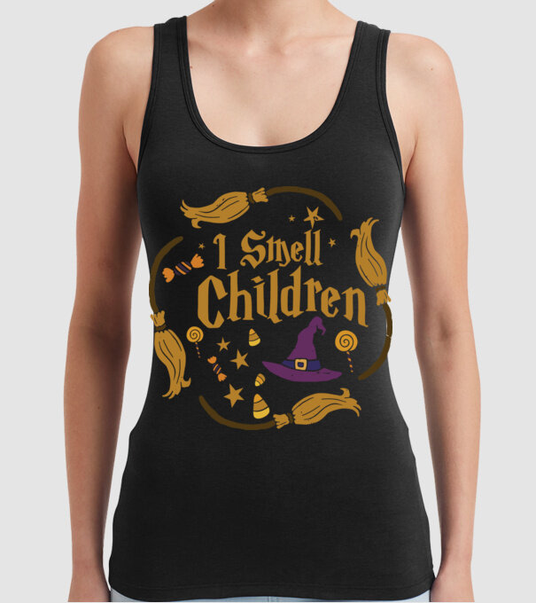 I smell children model negru pe tricou