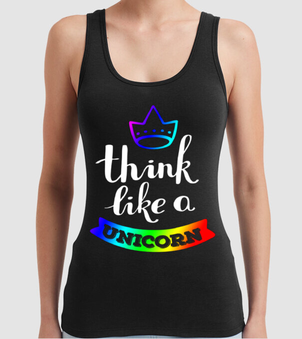 I think like a UNICORN model negru pe tricou