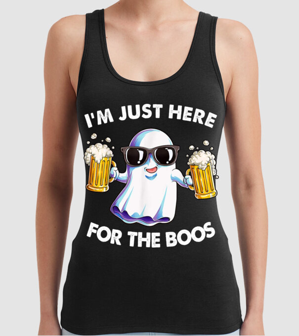 Im just here for the boos model negru pe tricou