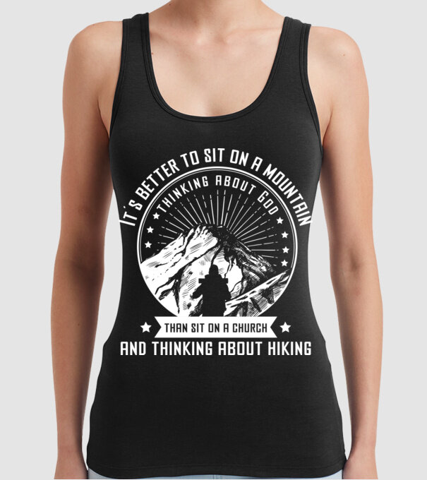 Its better to sit on a mountain and thinking on God model negru pe tricou