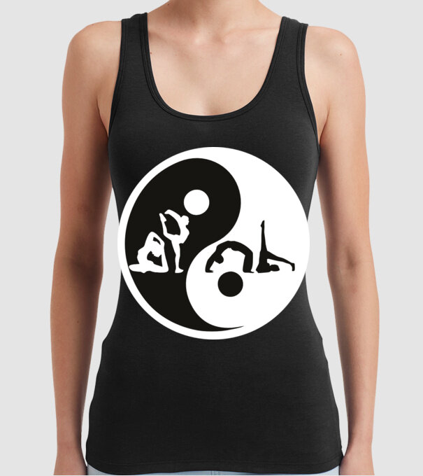 Yoga yin-yang model negru pe tricou